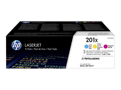 [CF253XM] HP 201X - 3er-Pack - Hohe Ergiebigkeit - Gelb, Cyan, Magenta - Original - LaserJet - Tonerpatrone (CF253XM)