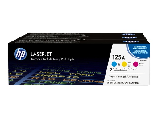 [CF373AM] HP 125A - 3er-Pack - Gelb, Cyan, Magenta - original - LaserJet - Tonerpatrone (CE259AM)