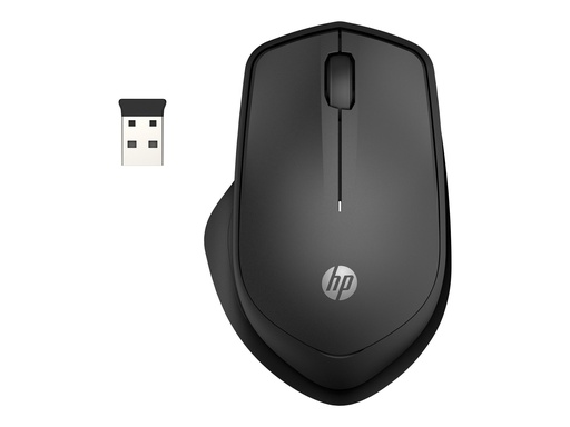 [6G4E6AA] HP 285 Silent - Maus - ergonomisch - optisch - kabellos - 2.4 GHz - kabelloser Empfänger (USB)