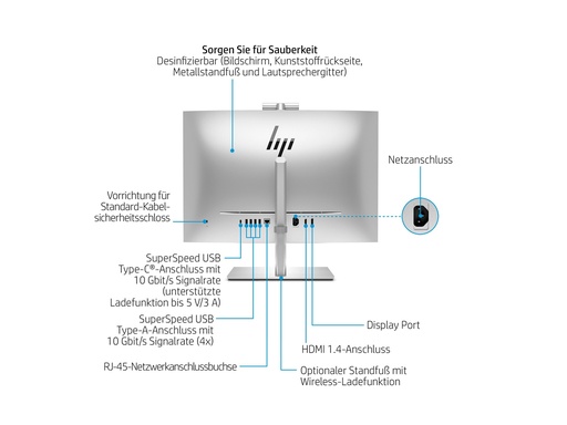 [A0YY9EA#ABD] HP EliteOne 870 G9 - All-in-One (Komplettlösung) - Core i5 i5-14500 / 2.6 GHz - vPro - RAM 16 GB - SSD 512 GB - NVMe - UHD Graphics 770 - 1GbE, Wi-Fi 6E, Bluetooth 5.3 - WLAN: 802.11a/b/g/n/ac/ax (Wi-Fi 6E)