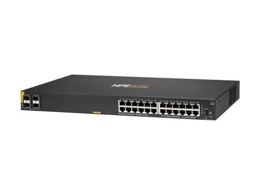 [JL677A#B2C] HPE Aruba 6100 24G Class4 PoE 4SFP+ - Switch - managed - 24 x 10/100/1000 + 4 x 1 Gigabit / 10 Gigabit SFP+ - Seite-zu-Seite-Luftstrom - an Rack montierbar - PoE+ (370 W)