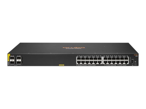 [JL677A#B2C] HPE Aruba 6100 24G Class4 PoE 4SFP+ - Switch - managed - 24 x 10/100/1000 + 4 x 1 Gigabit / 10 Gigabit SFP+ - Seite-zu-Seite-Luftstrom - an Rack montierbar - PoE+ (370 W)
